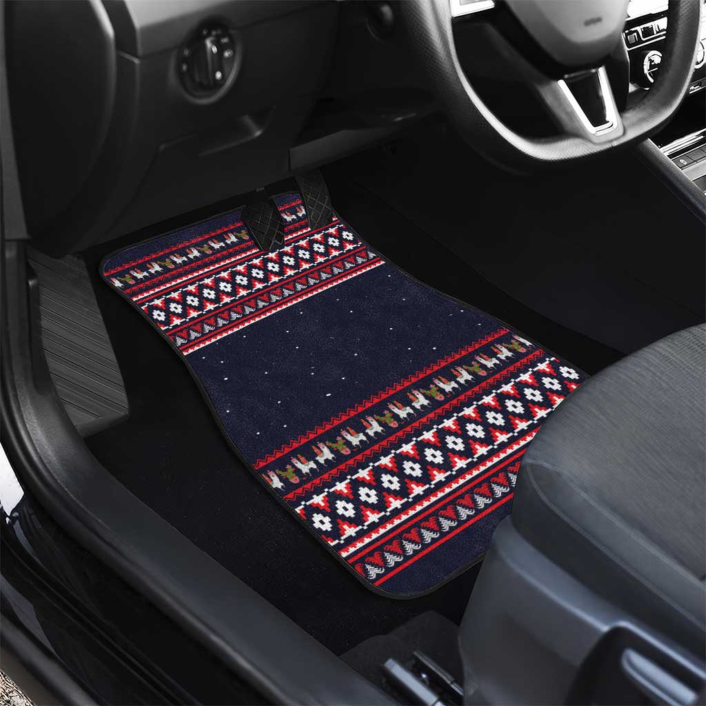 Llama and Snowman Car Mats with Gifts and Nordic Pattern - Wonder Print Shop