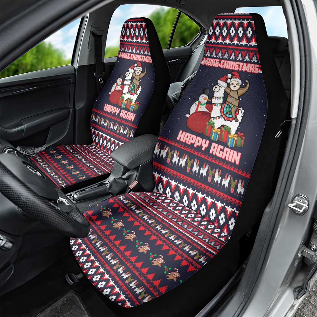 Llama and Snowman Car Seat Cover with Gifts and Nordic Pattern - Wonder Print Shop