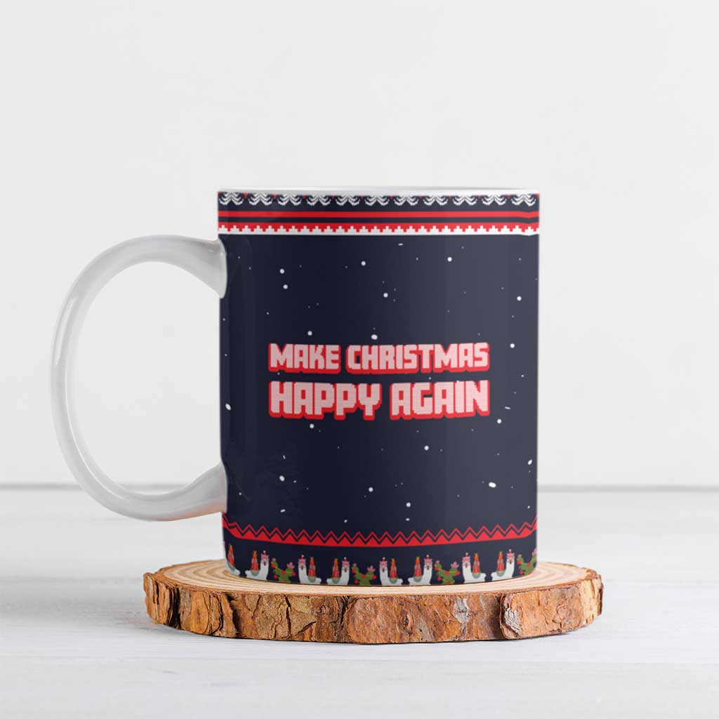 Llama and Snowman Ceramic Mug with Gifts and Nordic Pattern - Wonder Print Shop