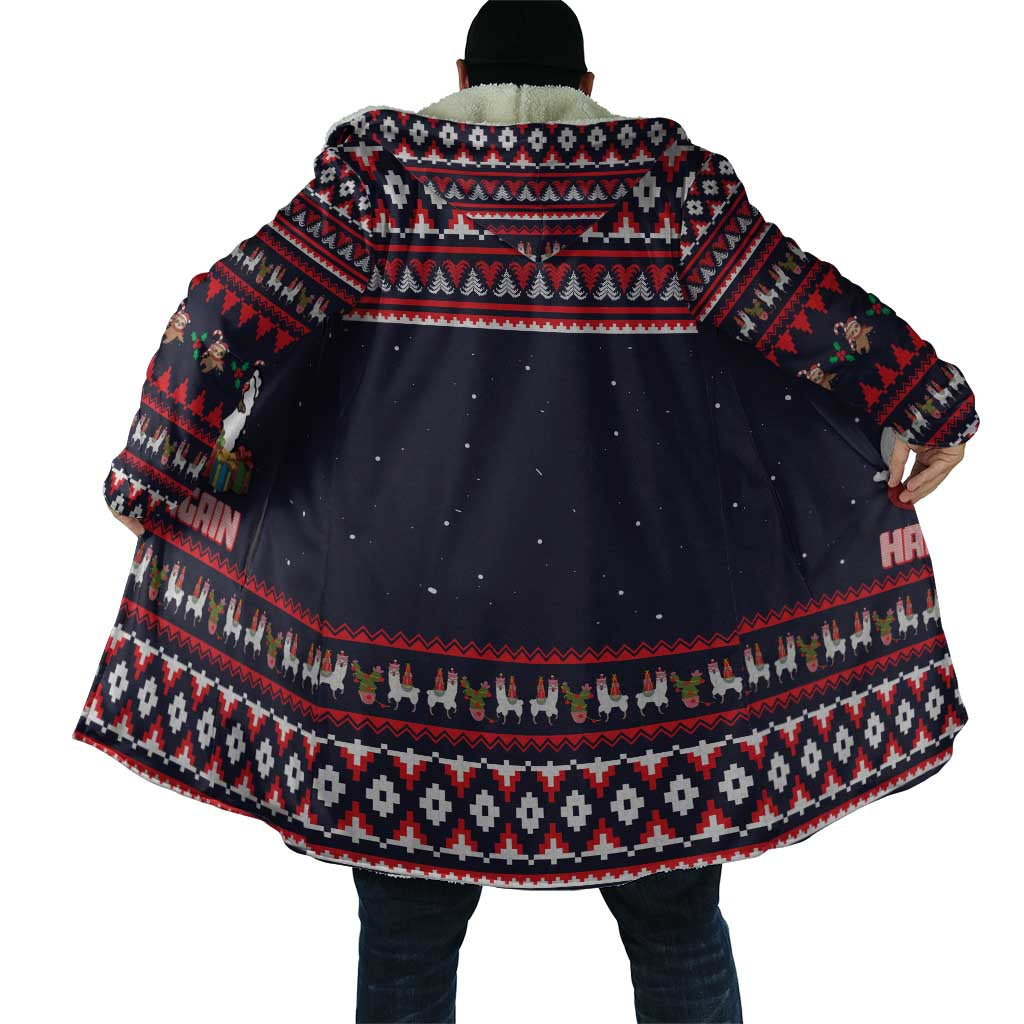 Llama and Snowman Cloak with Gifts and Nordic Pattern - Wonder Print Shop