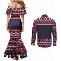 Llama and Snowman Couples Matching Mermaid Dress and Long Sleeve Button Shirt with Gifts and Nordic Pattern - Wonder Print Shop