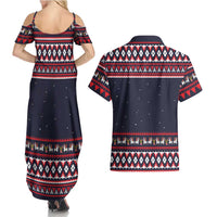 Llama and Snowman Couples Matching Summer Maxi Dress and Hawaiian Shirt with Gifts and Nordic Pattern - Wonder Print Shop