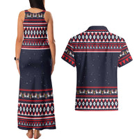Llama and Snowman Couples Matching Tank Maxi Dress and Hawaiian Shirt with Gifts and Nordic Pattern - Wonder Print Shop