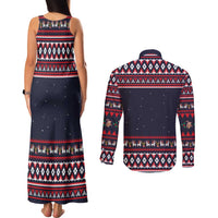 Llama and Snowman Couples Matching Tank Maxi Dress and Long Sleeve Button Shirt with Gifts and Nordic Pattern - Wonder Print Shop
