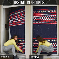 Llama and Snowman Door Cover with Gifts and Nordic Pattern - Wonder Print Shop