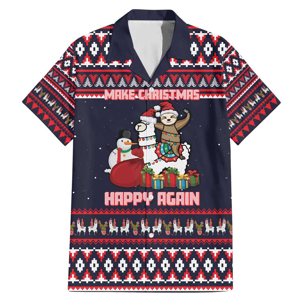 Llama and Snowman Family Matching Mermaid Dress and Hawaiian Shirt with Gifts and Nordic Pattern - Wonder Print Shop