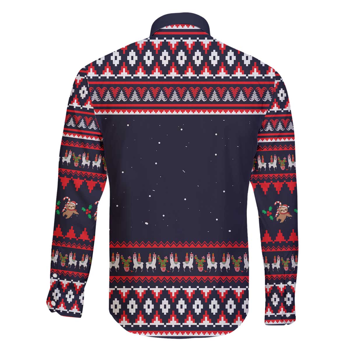 Llama and Snowman Family Matching Off The Shoulder Long Sleeve Dress and Hawaiian Shirt with Gifts and Nordic Pattern - Wonder Print Shop