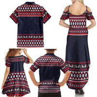 Llama and Snowman Family Matching Summer Maxi Dress and Hawaiian Shirt with Gifts and Nordic Pattern - Wonder Print Shop