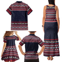 Llama and Snowman Family Matching Tank Maxi Dress and Hawaiian Shirt with Gifts and Nordic Pattern - Wonder Print Shop