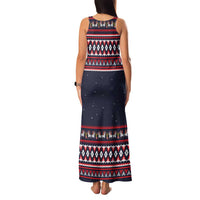 Llama and Snowman Family Matching Tank Maxi Dress and Hawaiian Shirt with Gifts and Nordic Pattern - Wonder Print Shop