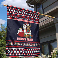 Llama and Snowman Garden Flag with Gifts and Nordic Pattern - Wonder Print Shop