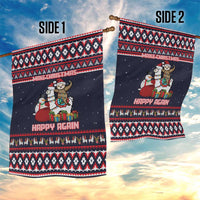 Llama and Snowman Garden Flag with Gifts and Nordic Pattern - Wonder Print Shop
