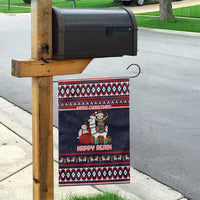 Llama and Snowman Garden Flag with Gifts and Nordic Pattern - Wonder Print Shop