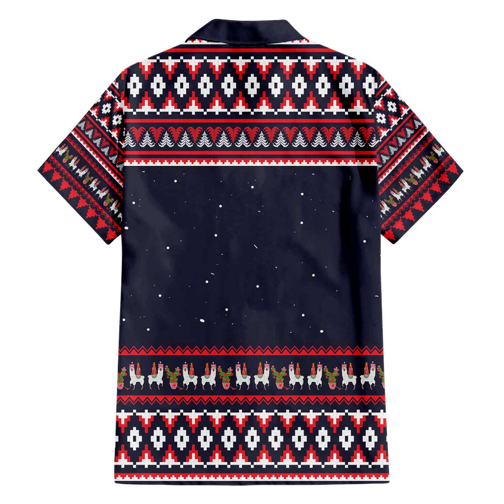 Llama and Snowman Hawaiian Shirt with Gifts and Nordic Pattern - Wonder Print Shop