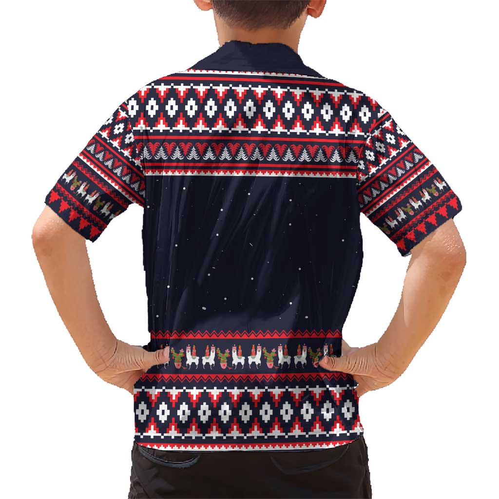 Llama and Snowman Hawaiian Shirt with Gifts and Nordic Pattern - Wonder Print Shop