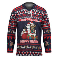Llama and Snowman Hockey Jersey with Gifts and Nordic Pattern - Wonder Print Shop