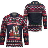 Llama and Snowman Hockey Jersey with Gifts and Nordic Pattern - Wonder Print Shop