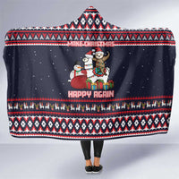 Llama and Snowman Hooded Blanket with Gifts and Nordic Pattern - Wonder Print Shop