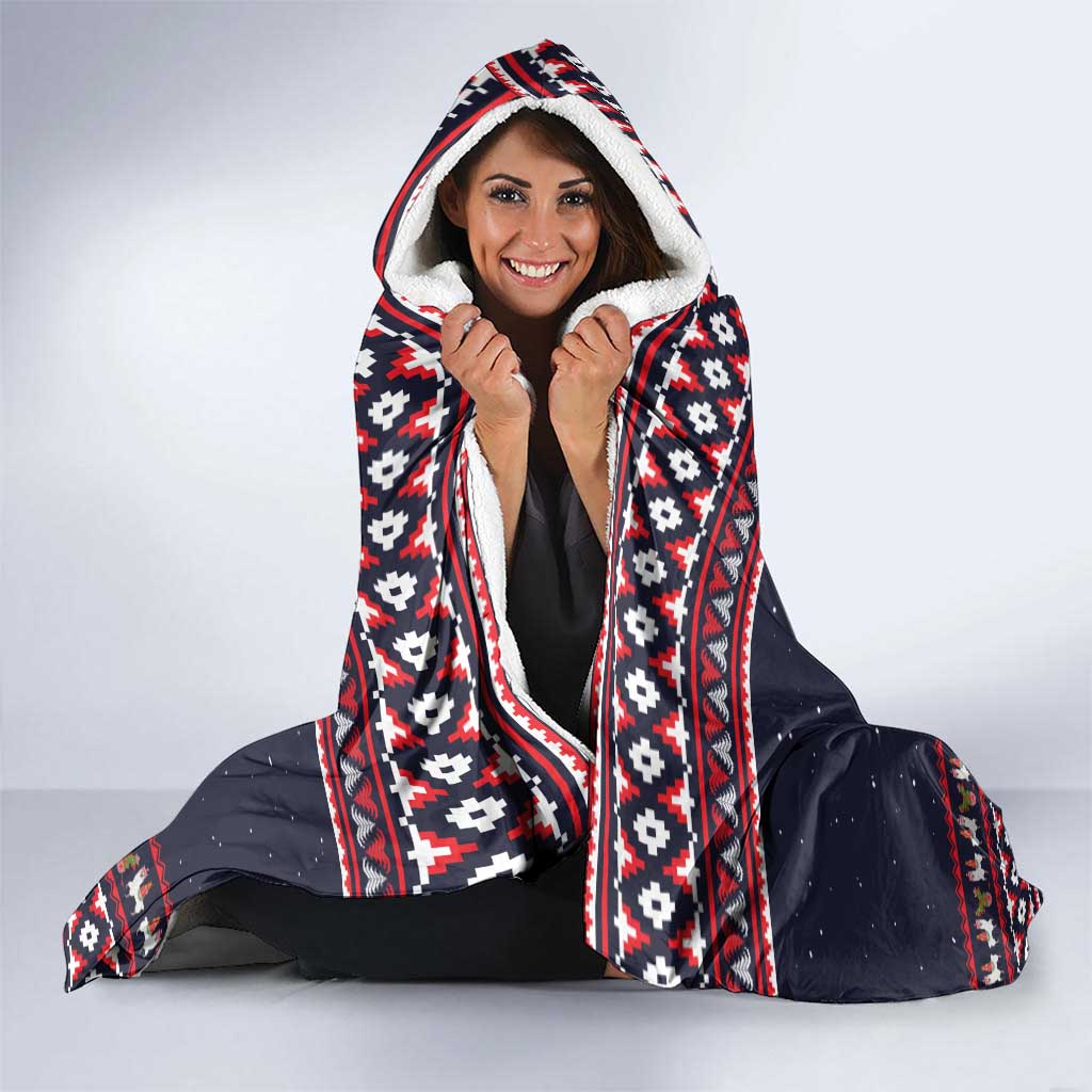 Llama and Snowman Hooded Blanket with Gifts and Nordic Pattern - Wonder Print Shop