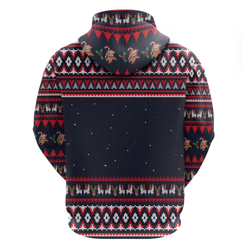 Llama and Snowman Hoodie with Gifts and Nordic Pattern - Wonder Print Shop