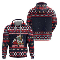 Llama and Snowman Hoodie with Gifts and Nordic Pattern - Wonder Print Shop