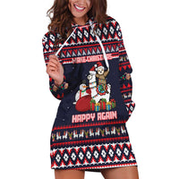 Llama and Snowman Hoodie Dress with Gifts and Nordic Pattern - Wonder Print Shop