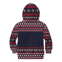 Llama and Snowman Kid Hoodie with Gifts and Nordic Pattern - Wonder Print Shop