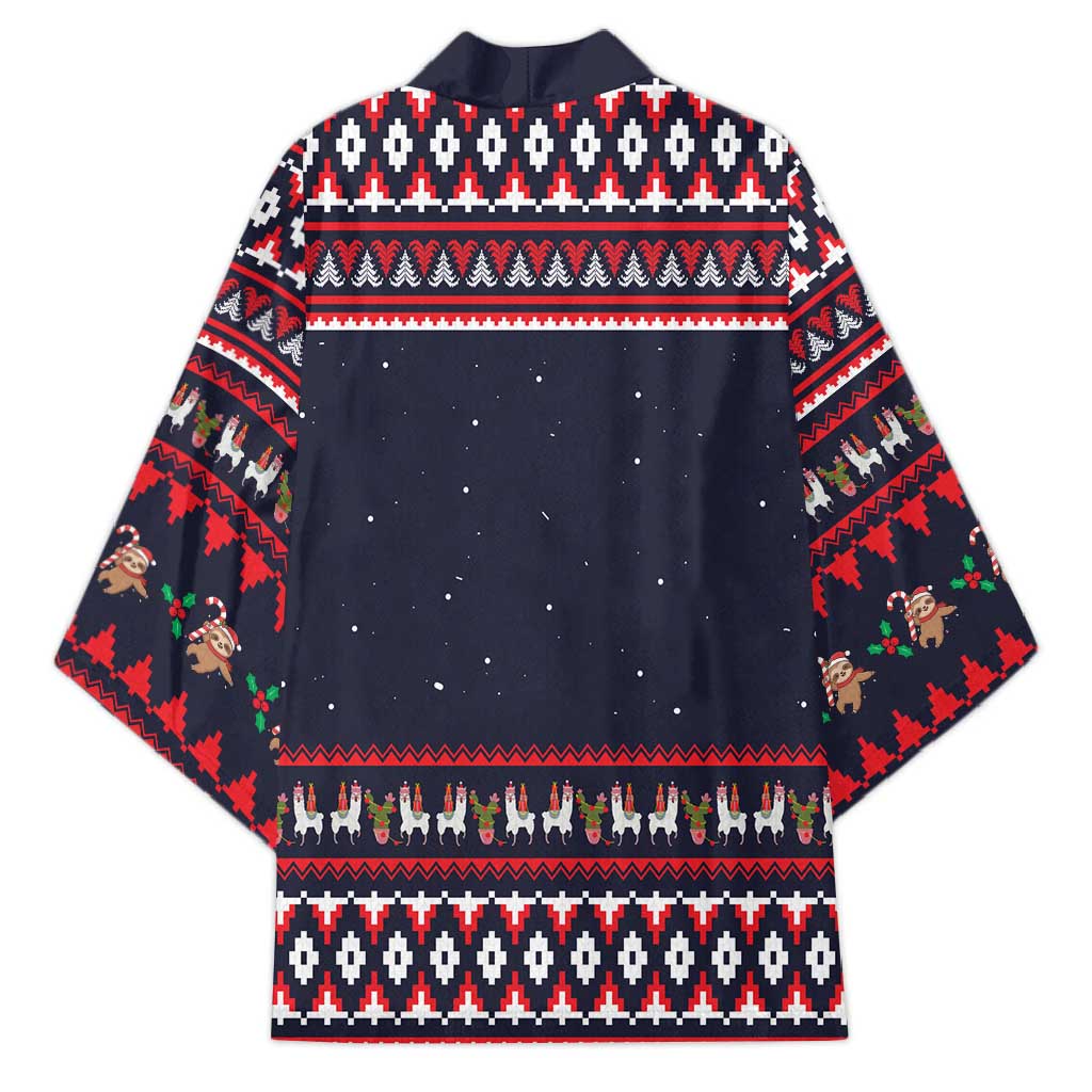 Llama and Snowman Kimono with Gifts and Nordic Pattern - Wonder Print Shop