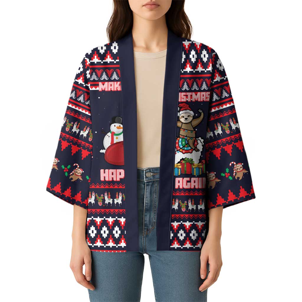 Llama and Snowman Kimono with Gifts and Nordic Pattern - Wonder Print Shop