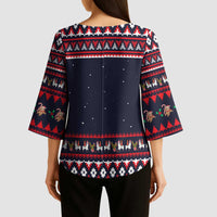 Llama and Snowman Kimono Sleeve Blouse with Gifts and Nordic Pattern - Wonder Print Shop