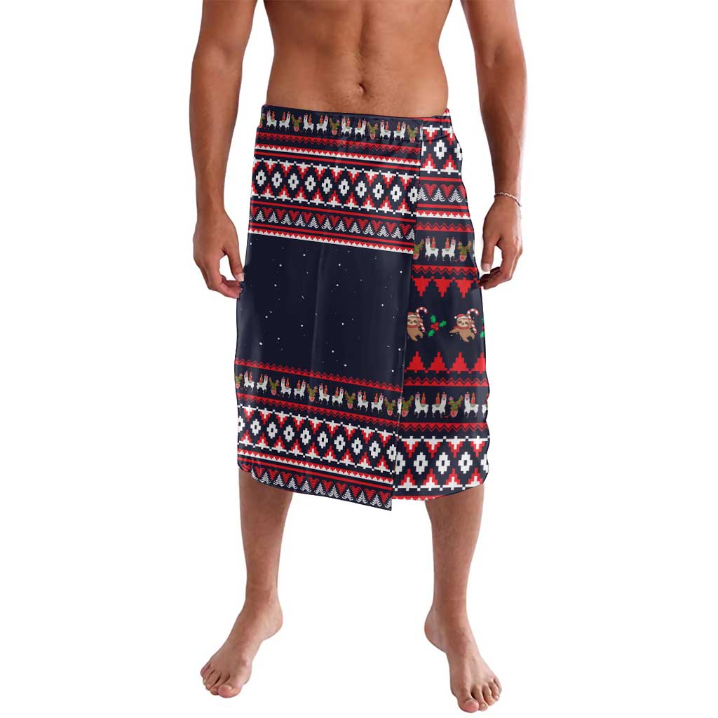 Llama and Snowman Lavalava with Gifts and Nordic Pattern - Wonder Print Shop