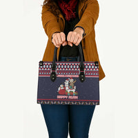 Llama and Snowman Leather Bag with Gifts and Nordic Pattern - Wonder Print Shop