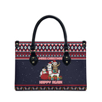Llama and Snowman Leather Bag with Gifts and Nordic Pattern - Wonder Print Shop