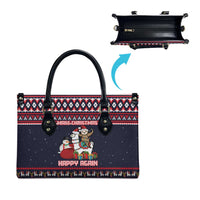 Llama and Snowman Leather Bag with Gifts and Nordic Pattern - Wonder Print Shop