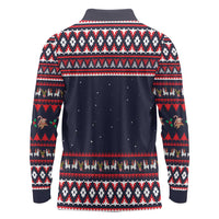 Llama and Snowman Long Sleeve Polo Shirt with Gifts and Nordic Pattern - Wonder Print Shop
