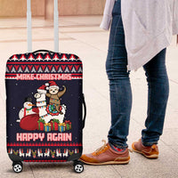 Llama and Snowman Luggage Cover with Gifts and Nordic Pattern - Wonder Print Shop