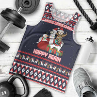Llama and Snowman Men Tank Top with Gifts and Nordic Pattern - Wonder Print Shop
