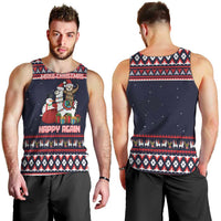 Llama and Snowman Men Tank Top with Gifts and Nordic Pattern - Wonder Print Shop