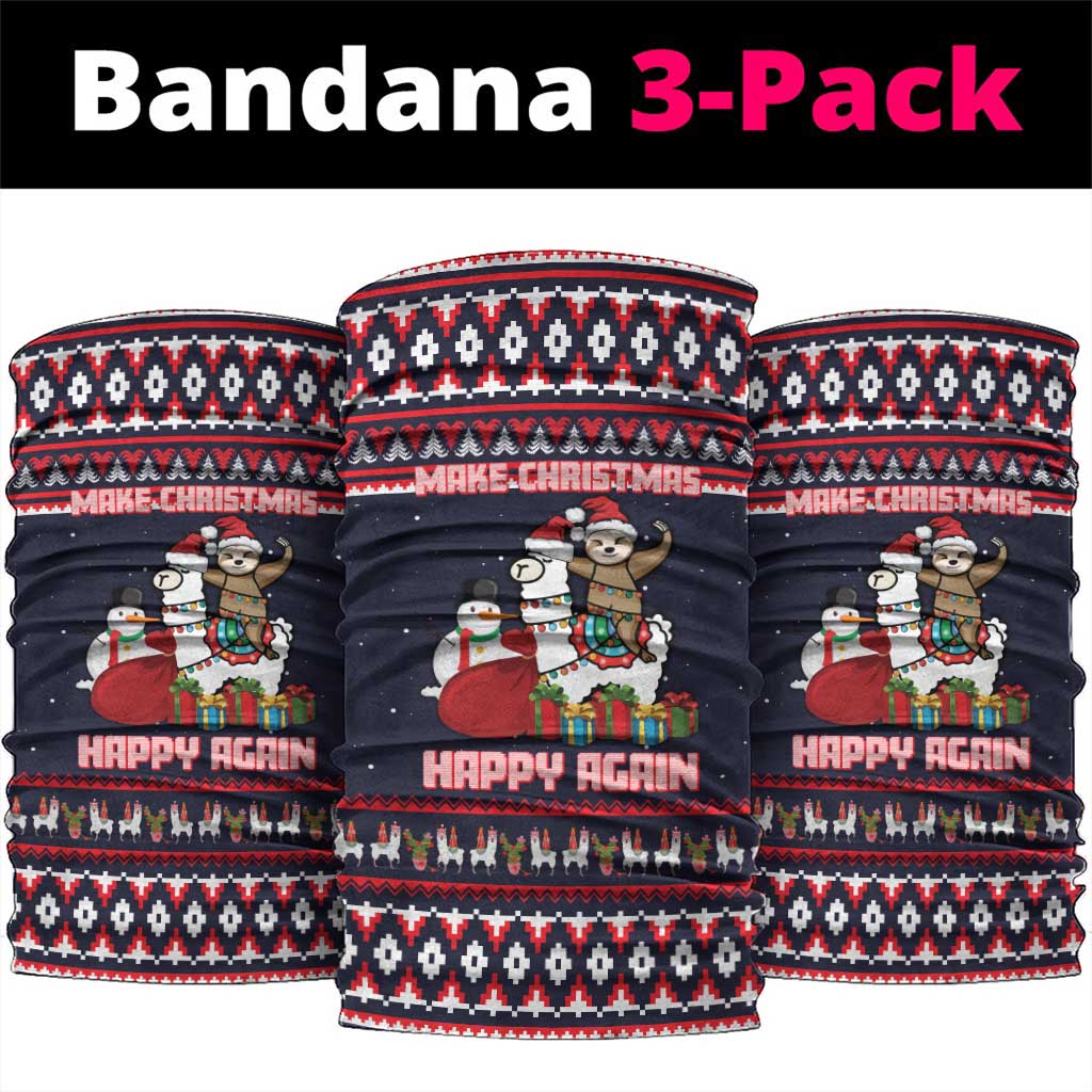 Llama and Snowman Neck Gaiter with Gifts and Nordic Pattern - Wonder Print Shop
