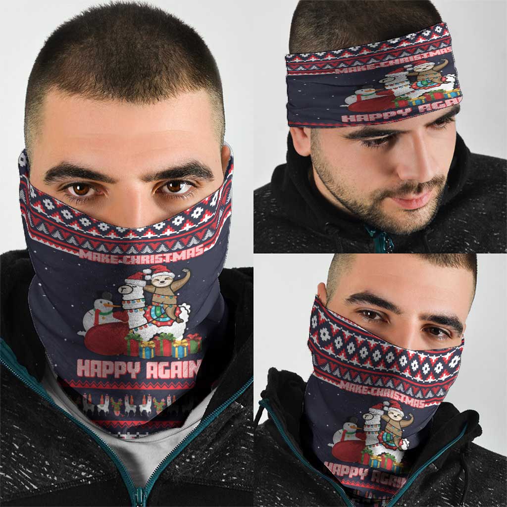 Llama and Snowman Neck Gaiter with Gifts and Nordic Pattern - Wonder Print Shop