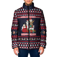 Llama and Snowman Padded Jacket with Gifts and Nordic Pattern - Wonder Print Shop