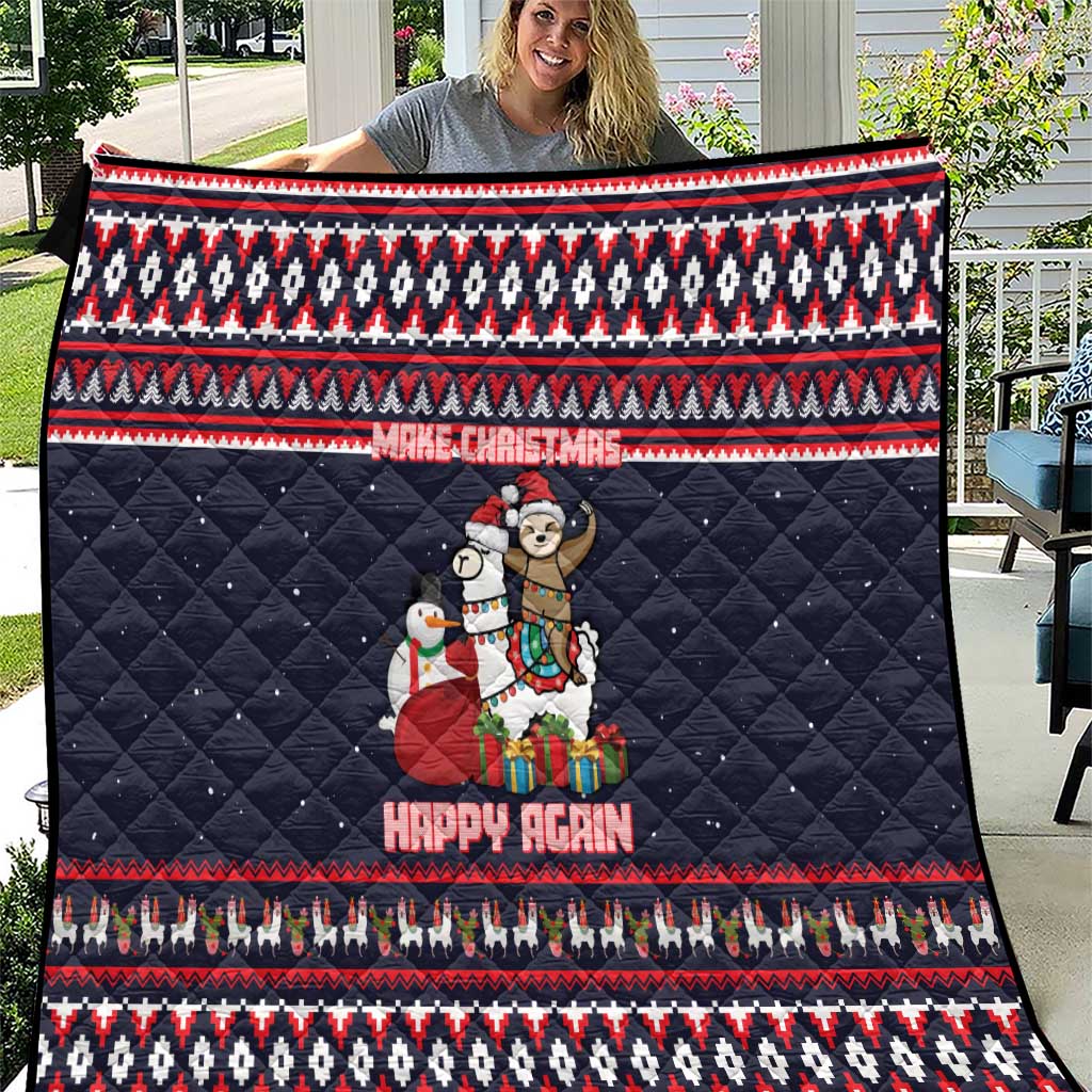 Llama and Snowman Quilt with Gifts and Nordic Pattern - Wonder Print Shop