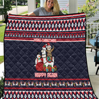 Llama and Snowman Quilt with Gifts and Nordic Pattern - Wonder Print Shop