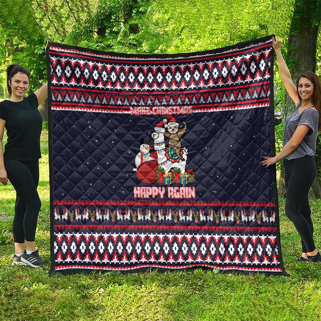 Llama and Snowman Quilt with Gifts and Nordic Pattern - Wonder Print Shop