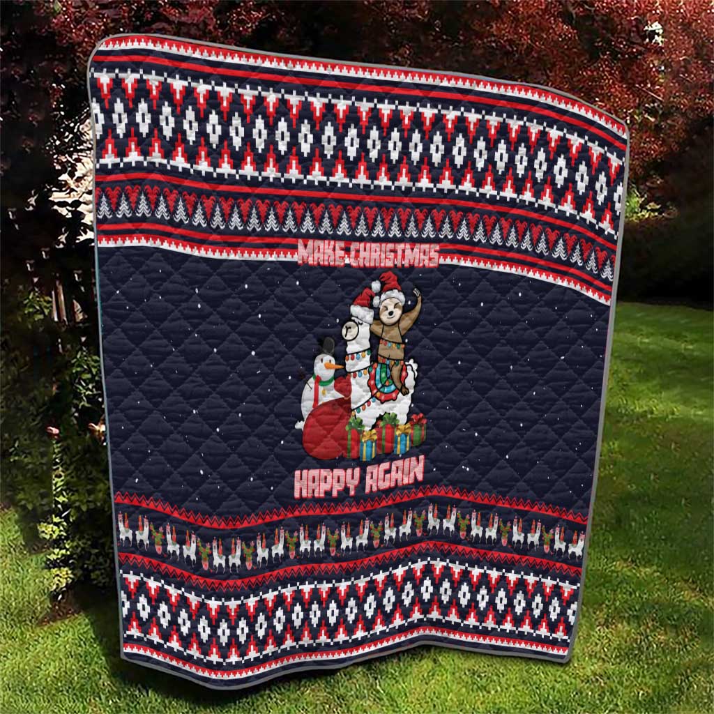 Llama and Snowman Quilt with Gifts and Nordic Pattern - Wonder Print Shop