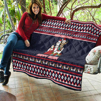 Llama and Snowman Quilt with Gifts and Nordic Pattern - Wonder Print Shop