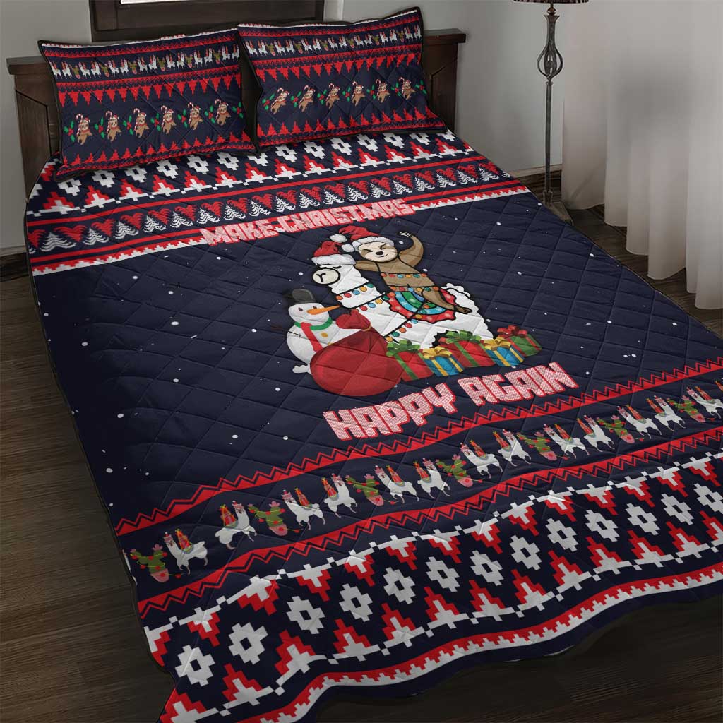 Llama and Snowman Quilt Bed Set with Gifts and Nordic Pattern - Wonder Print Shop