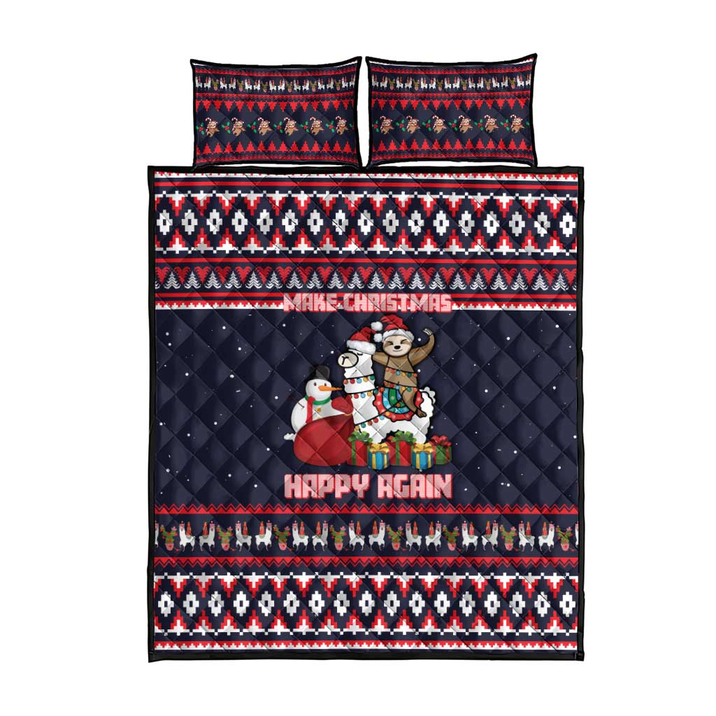 Llama and Snowman Quilt Bed Set with Gifts and Nordic Pattern - Wonder Print Shop