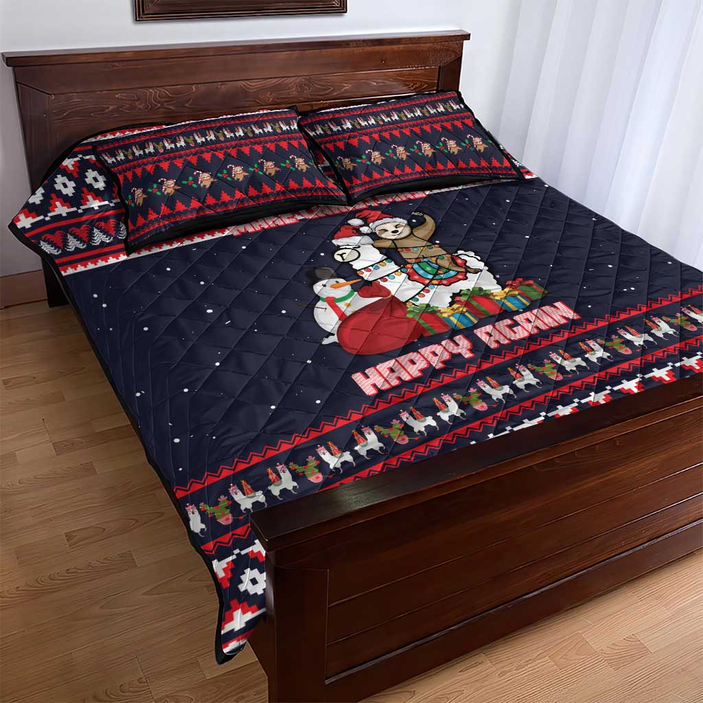 Llama and Snowman Quilt Bed Set with Gifts and Nordic Pattern - Wonder Print Shop