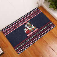 Llama and Snowman Rubber Doormat with Gifts and Nordic Pattern - Wonder Print Shop